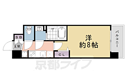 京都市営烏丸線 十条駅 徒歩3分の賃貸マンション 2階1Kの間取り