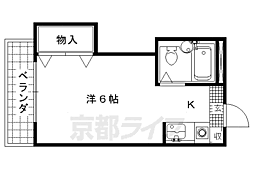 京都市営烏丸線 今出川駅 徒歩15分の賃貸マンション 2階1Kの間取り