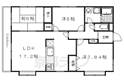 京都市営烏丸線 国際会館駅 徒歩8分の賃貸マンション 2階3LDKの間取り