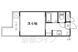 京阪本線 神宮丸太町駅 徒歩7分の賃貸マンション 2階1DKの間取り
