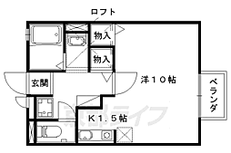 JR東海道・山陽本線 山科駅 徒歩10分の賃貸アパート 2階ワンルームの間取り