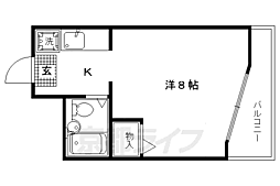 京都市営烏丸線 今出川駅 徒歩12分の賃貸マンション 5階1Kの間取り