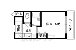 京都市営烏丸線 今出川駅 徒歩4分の賃貸マンション 2階1Kの間取り