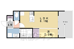 近鉄京都線 東寺駅 徒歩6分の賃貸マンション 1階1LDKの間取り