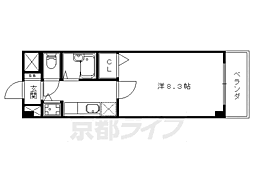 京都地下鉄東西線 椥辻駅 徒歩15分の賃貸マンション 2階1Kの間取り