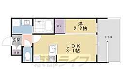 近鉄京都線 東寺駅 徒歩6分の賃貸マンション 1階1LDKの間取り