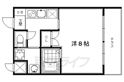 エスポワール二条城 1Kの間取図画像