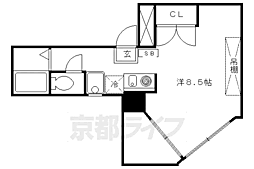 エスポワール京都 4階1Kの間取り