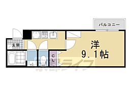 京阪本線 出町柳駅 徒歩17分の賃貸マンション 2階1Kの間取り