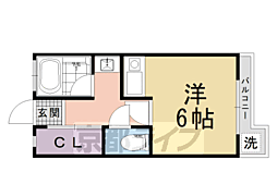 泉涌寺アビタシオン 1階1Kの間取り