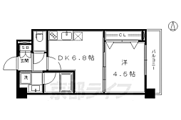 京都市営烏丸線 十条駅 徒歩5分の賃貸マンション 3階1DKの間取り