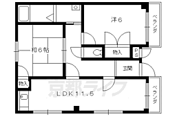 叡山電鉄叡山本線 一乗寺駅 徒歩1分の賃貸アパート 1階2LDKの間取り
