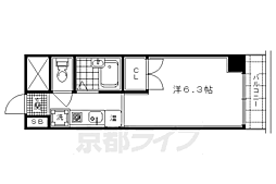 京都市営烏丸線 今出川駅 徒歩10分の賃貸マンション 5階1Kの間取り