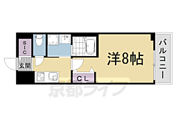 叡山電鉄叡山本線 修学院駅 徒歩6分の賃貸マンション 3階1Kの間取り