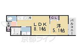（仮称）ＬＥＩ椥辻勧修 2階1LDKの間取り