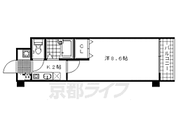 京都市営烏丸線 丸太町駅 徒歩10分の賃貸マンション 2階1Kの間取り