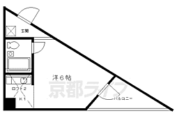 京都市営烏丸線 北大路駅 徒歩10分の賃貸マンション 5階ワンルームの間取り