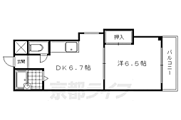京阪本線 出町柳駅 徒歩3分の賃貸マンション 1階1DKの間取り