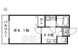 京福電気鉄道北野線 北野白梅町駅 徒歩22分の賃貸アパート 1階1Kの間取り