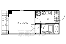 京福電気鉄道北野線 北野白梅町駅 徒歩12分の賃貸マンション 5階1Kの間取り
