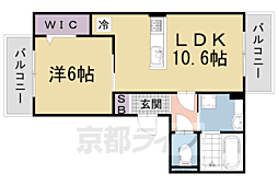 グランスタ花山 2階1LDKの間取り