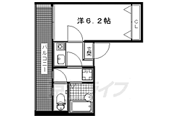 京阪本線 出町柳駅 徒歩24分の賃貸マンション 2階ワンルームの間取り