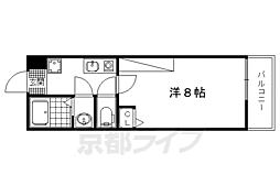 JR山陰本線 円町駅 徒歩5分の賃貸アパート 3階1Kの間取り