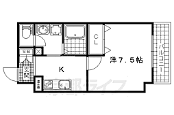 インサイトコート椥辻 1Kの間取図画像
