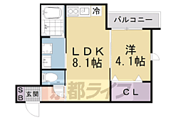 ＴＨＥ　ＲＥＳＩＤＥＮＣＥ　ＫＹＯＴＯ　ＨＩＧＡＳＩＮＯ 1階1LDKの間取り