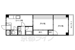 クローバー勧修寺 2DKの間取図画像