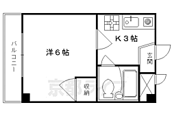 ヴィラ円町 1Kの間取図画像