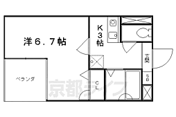 シャイン太秦 1Kの間取図画像