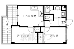 グリーンエクセル西院 2LDKの間取図画像