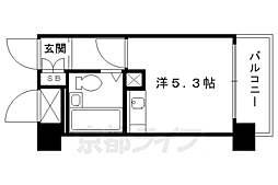 朝日プラザ深草 1Kの間取図画像