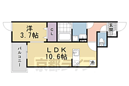 京都市伏見区向島二ノ丸町アパート 1LDKの間取図画像
