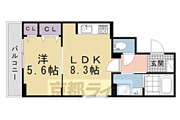 ヒカルサ京都大宮中林I 1LDKの間取図画像