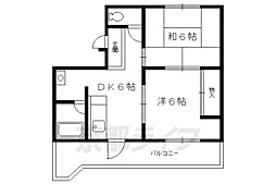 わかさ川ハイツ 2DKの間取図画像