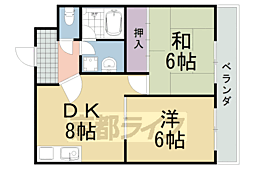 レジデンス山手 2DKの間取図画像
