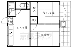 谷ケ辻ハイツ 2DKの間取図画像