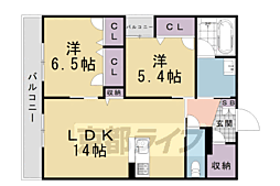 グランコート北浦 2LDKの間取図画像