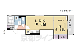 GRAMM桂北滝川 C棟 1LDKの間取図画像