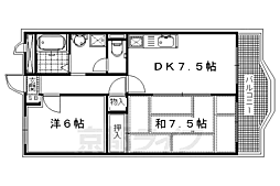 サンプラザ神足 2DKの間取図画像
