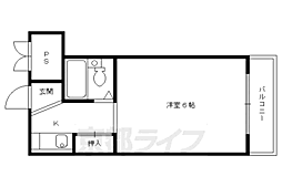 京橋まんしょん 1Kの間取図画像