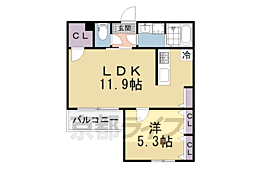 シエーナ楠葉ジェミオス 1LDKの間取図画像