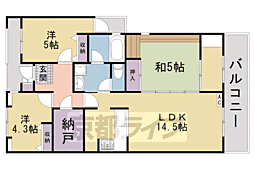 アーバンエース松井山手パル社宅棟 3LDKの間取図画像