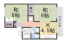 セジュール桂坂 2DKの間取図画像