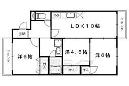 キャッスル蜂の壺 3LDKの間取図画像