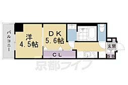 エステムコート京都梅小路公園 1DKの間取図画像