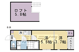 淀ヒルズ 2Kの間取図画像