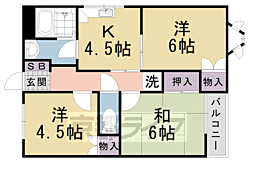 プランドール長岡京 3DKの間取図画像